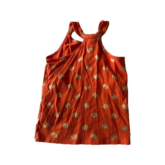 GYMBOREE Spice Market Orange w/ Gold Glitter Elephants Sleeveless Top Size 10 - Picture 6 of 7